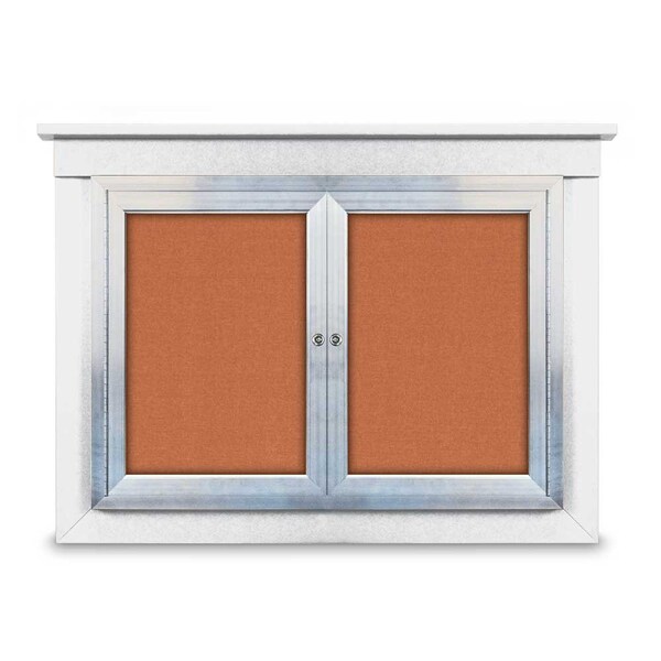 48"x36" 2-Door Enclosed Letterboard, Blue Felt/Lt Oak